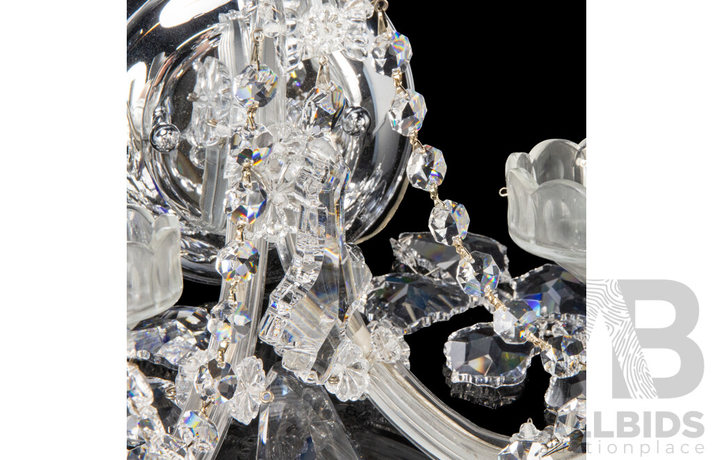 Pair of Glass Electrified Twin Arm Wall Sconces by Preciosa