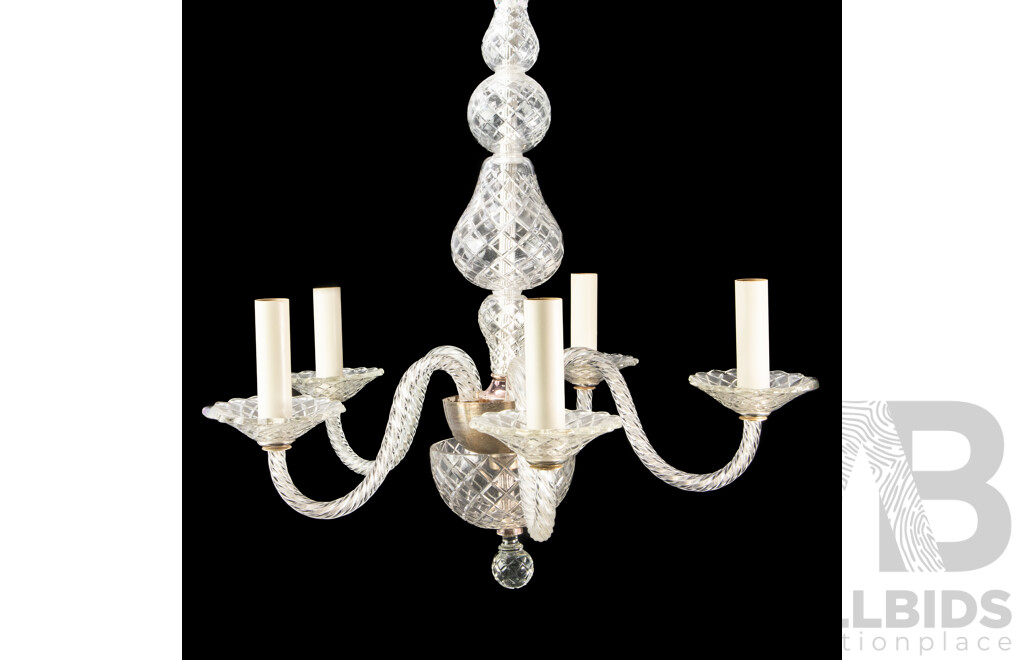 Large Glass Five Branch Chandalier by Visual Comfort and Co