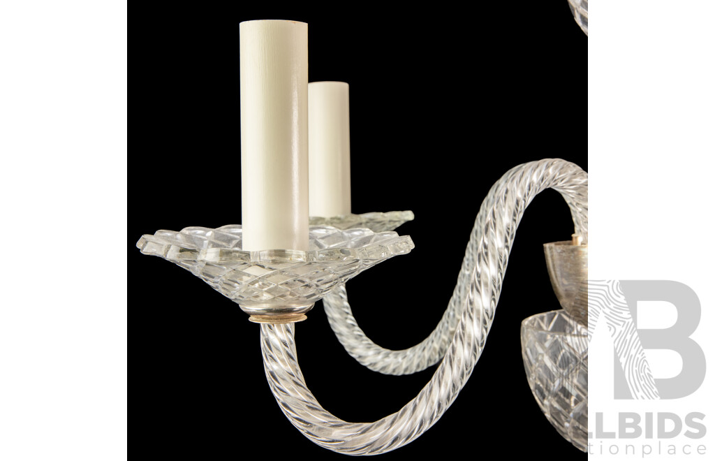 Large Glass Five Branch Chandalier by Visual Comfort and Co