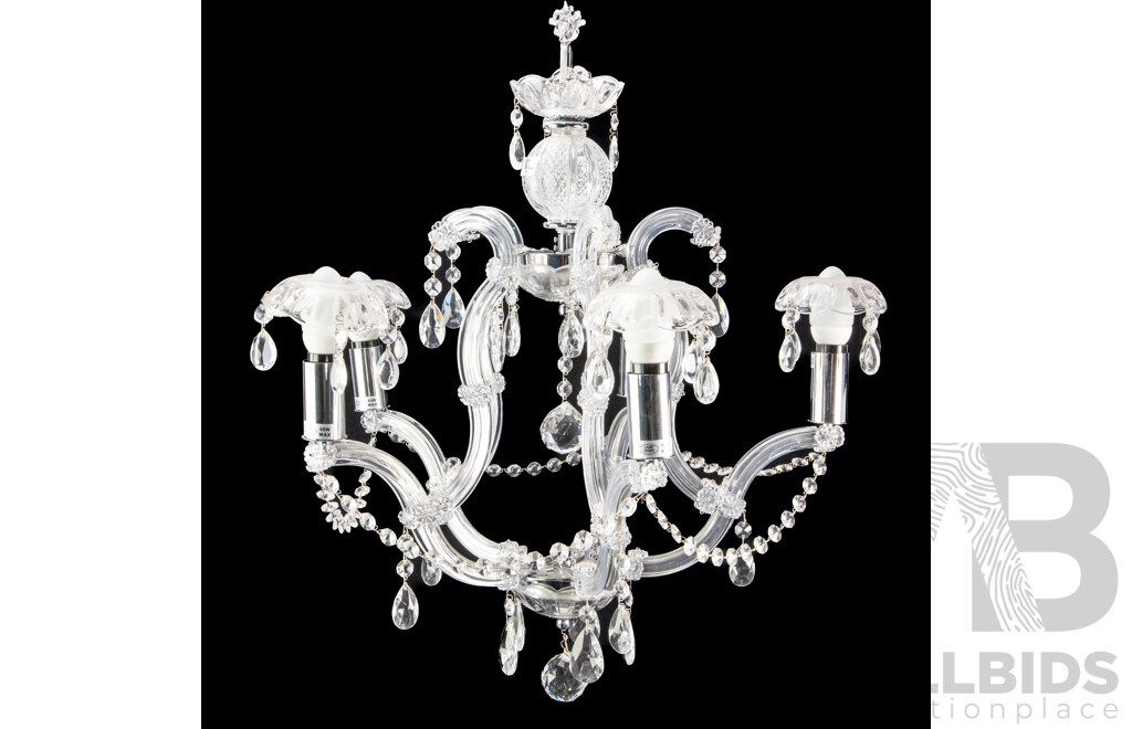 Large Glass Five Branch Chandalier by Visual Comfort and Co