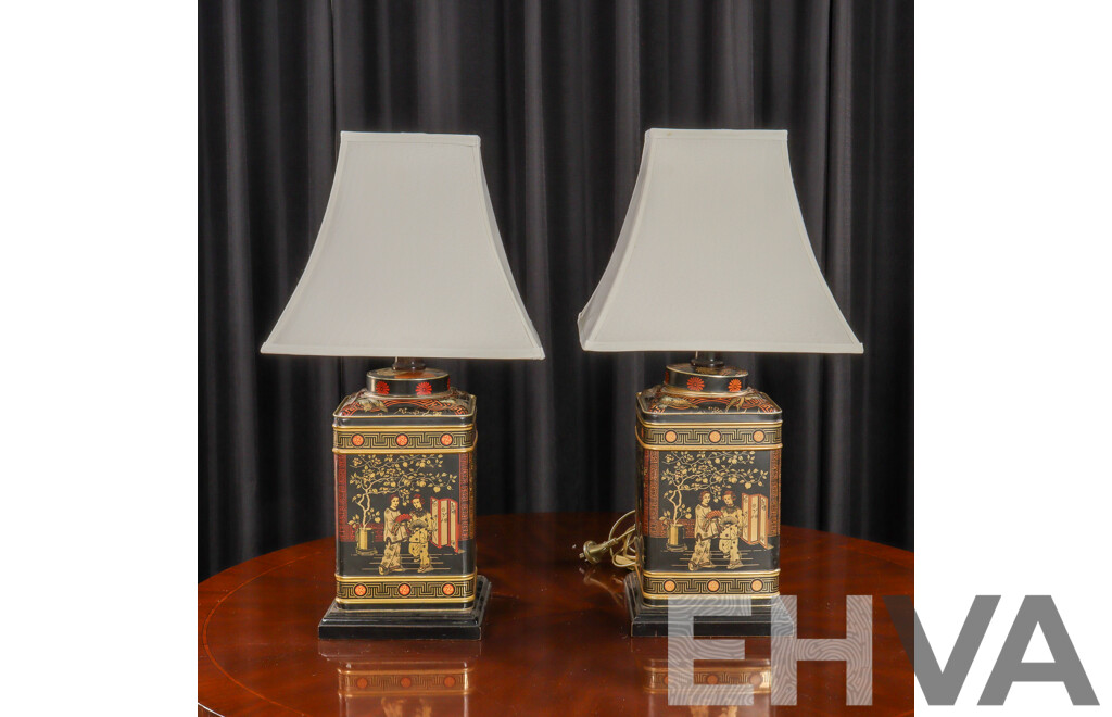Pair of Chinese Style Pressed Tin Table Lamps
