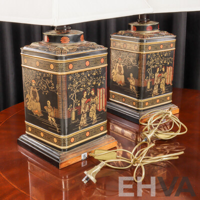 Pair of Chinese Style Pressed Tin Table Lamps