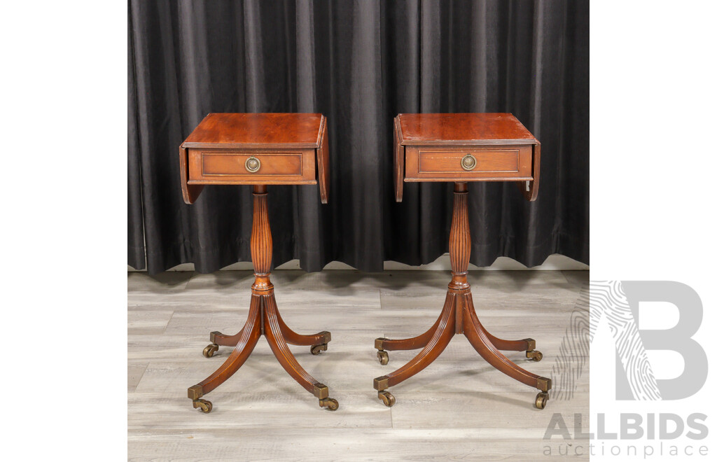 Pair of Drop Side Single Drawer Side Tables by Kittinger