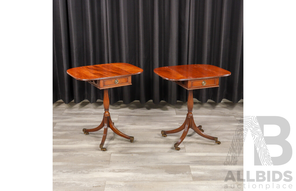 Pair of Drop Side Single Drawer Side Tables by Kittinger