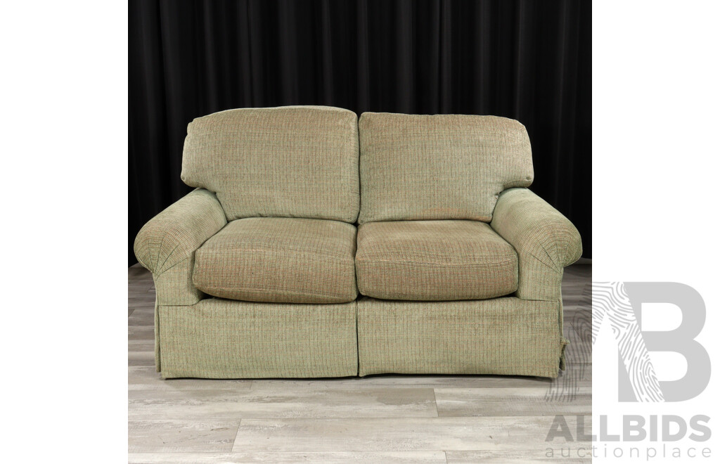 Sea Green Fabric Two Seater Settee by Century Furniture