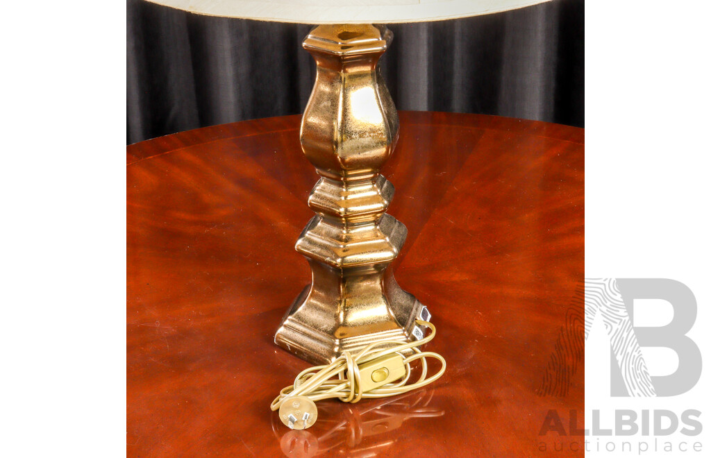 Brass Table Lamp with Sectional Fabric Shade