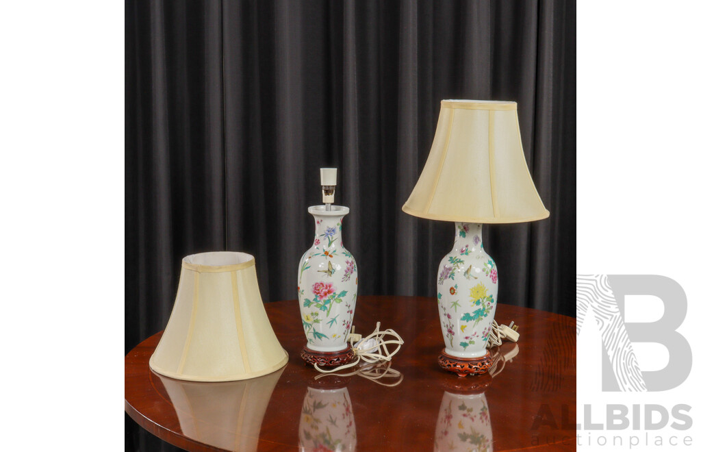Pair of Chinese Ceramic Glazed Table Lamps