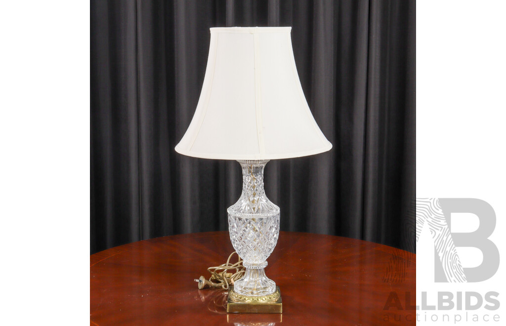 Cut Glass Table Lamp with Brass Base