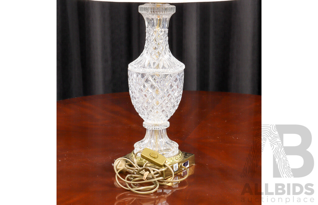 Cut Glass Table Lamp with Brass Base