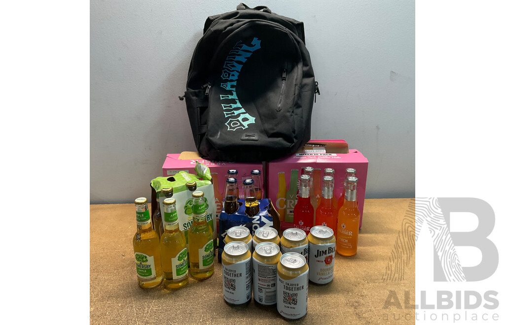 CRUISER, SOMERSBY, JIM BEAM , CARLTON Alcohol Drinks with a Backpack