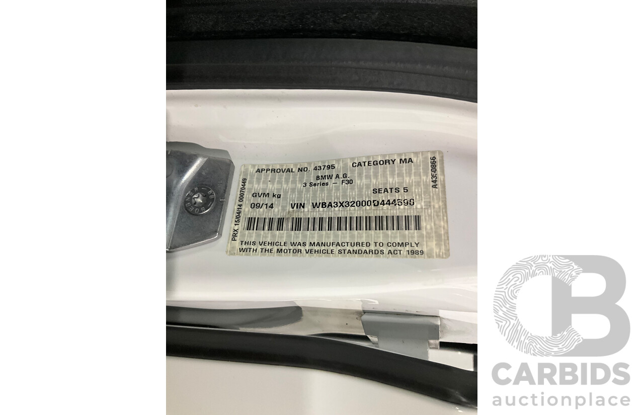 9/2014 BMW 328i Gran Turismo Sport F34 MY15 4d Coupe Alpine White Turbo 2.0L