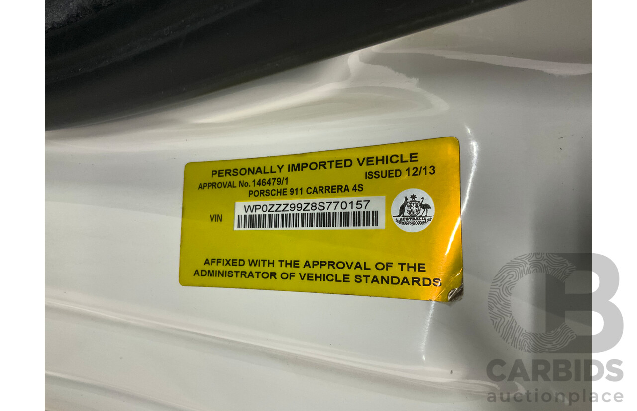 2007 Porsche 911 Carrera 4 S 997 (AWD) 2d Cabriolet Carrara White 3.8L - 12/13 Personal Import