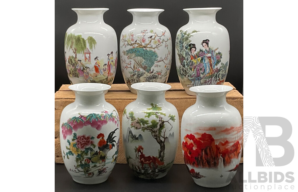 Assorted China Jingdezhen Ceramics Vases - Lot of 6