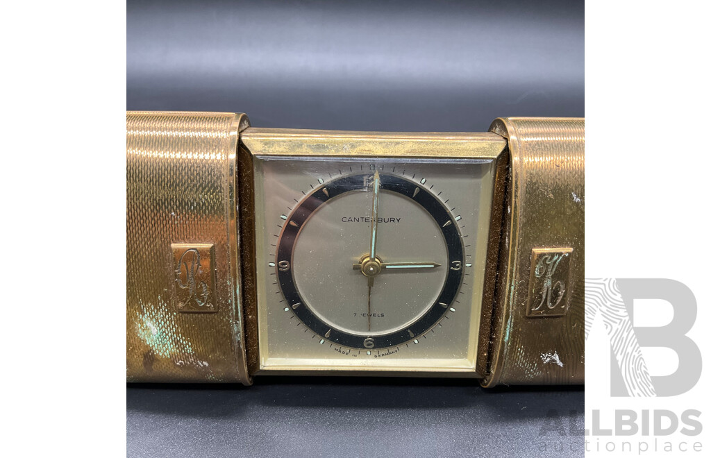 Canterbury Brass Mantel Clock, Mid-20th Century