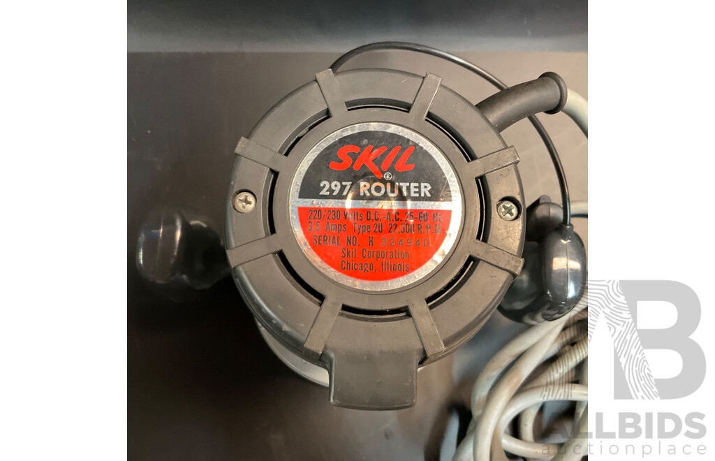 Vintage Skil 297 Rounter & Two Hydraulic Hand Jack & Four Grinding Wheels