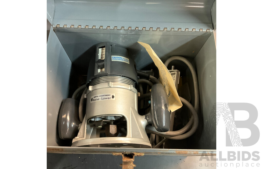 Vintage Skil 297 Rounter & Two Hydraulic Hand Jack & Four Grinding Wheels