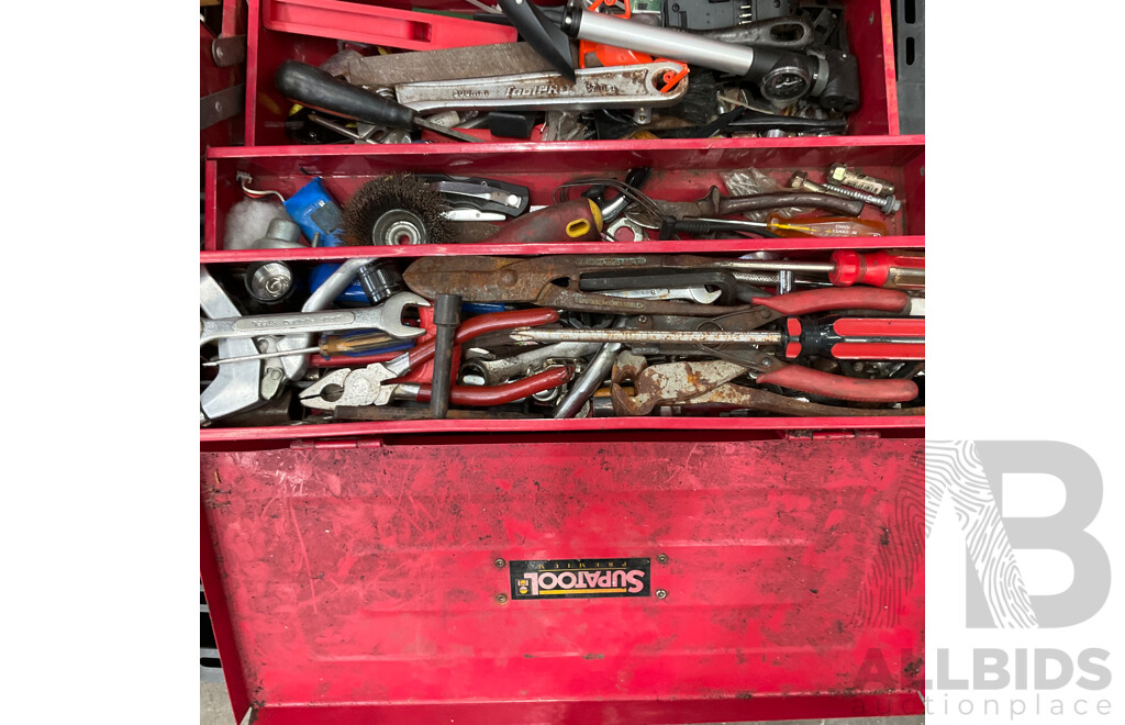 Three Tool Boxes Containing Assorted Hand Tools/Hardware