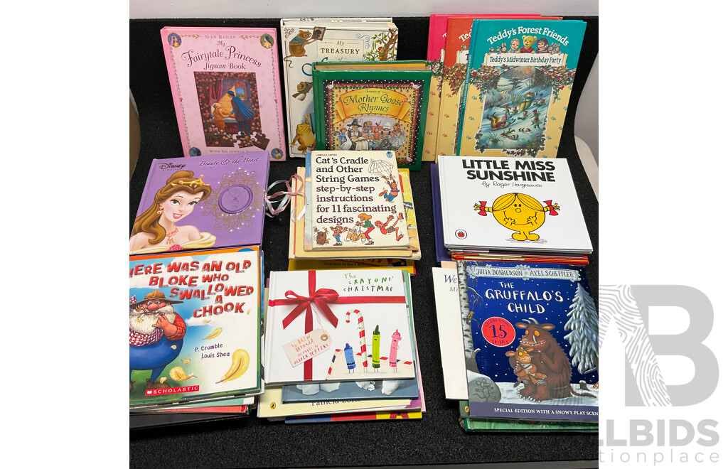 Bulk Lot - Assorted Kids Books - Includes Mother Goose Rhymes, Do Not Open This Book , Disney Princess Series and More