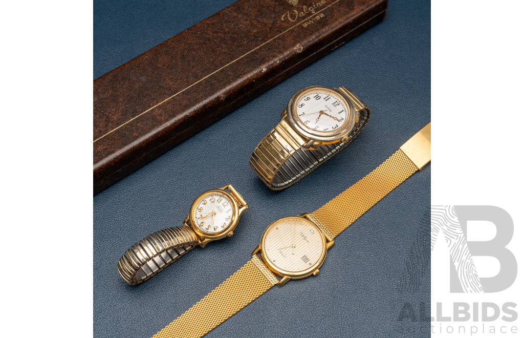 Vintage Valgine Watch in Original Presentation Box & (2) Vintage Guess Watches