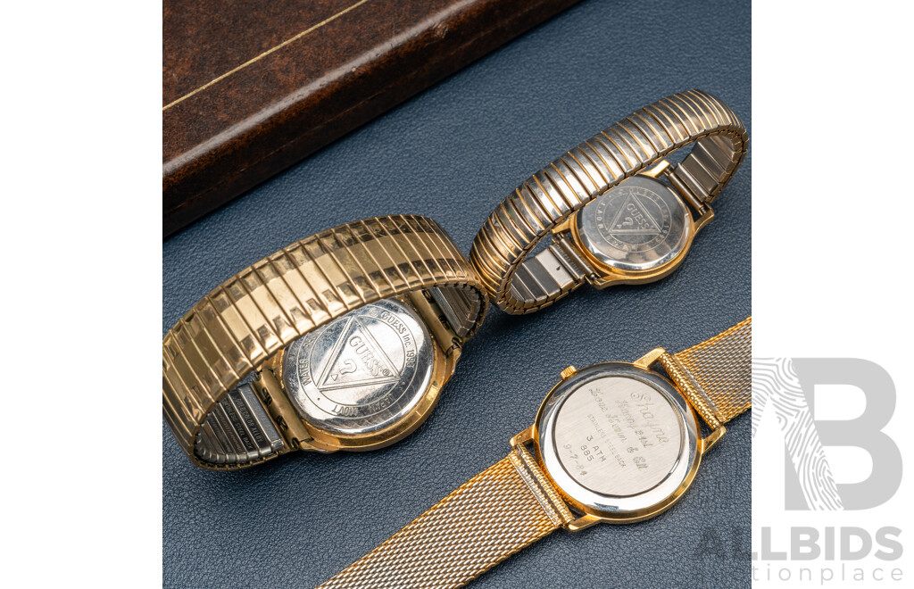 Vintage Valgine Watch in Original Presentation Box & (2) Vintage Guess Watches