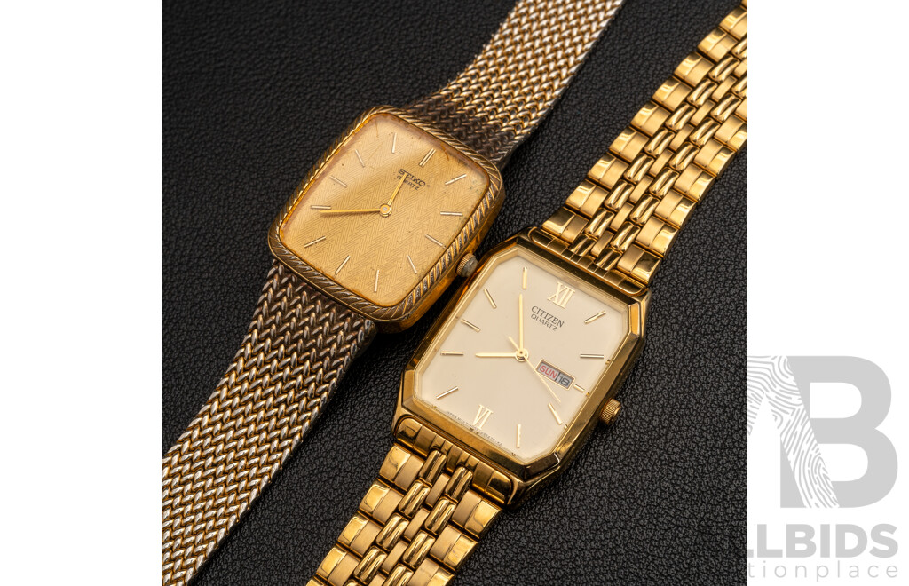 Citizen Quartz 1000-S63863 & Seiko Quartz 8620-5090 Vintage Watches