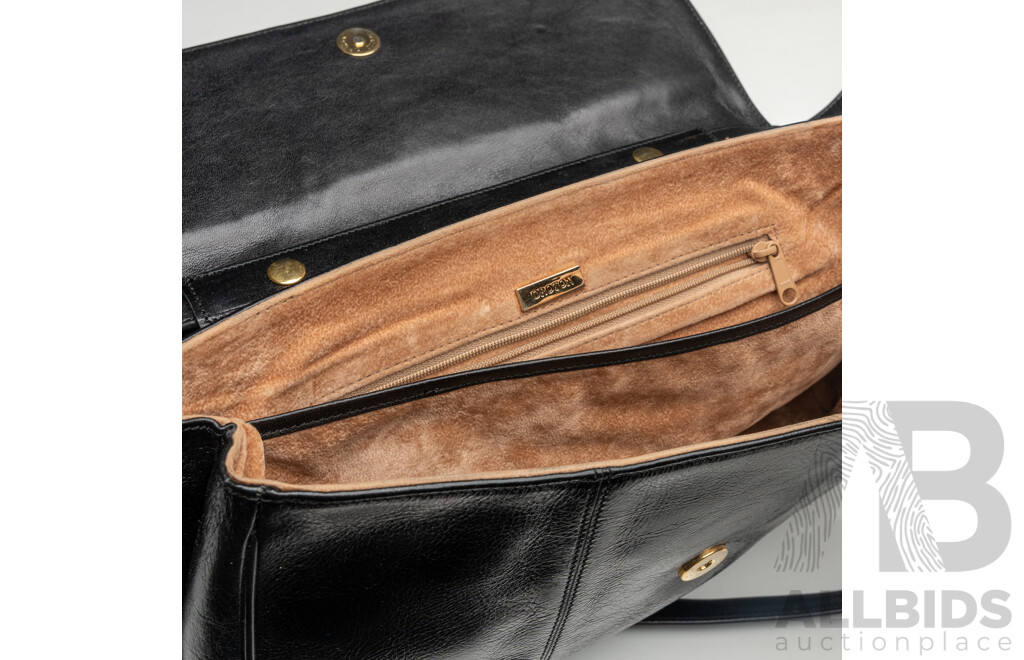 Oroton Black Leather Handbag with Removable Shoulder Strap & Dust Bag