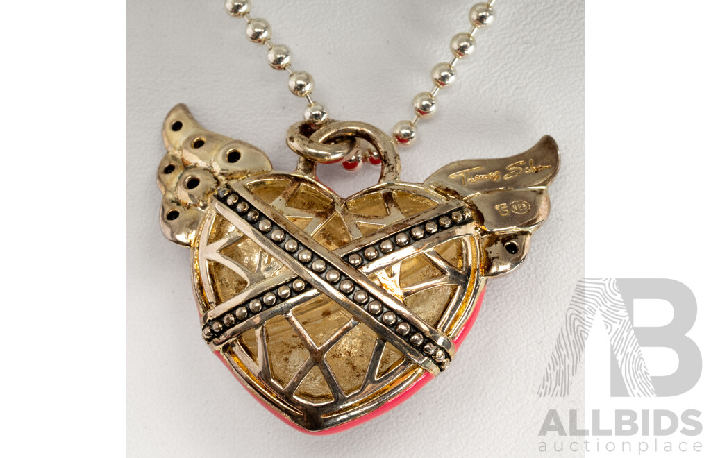 Thomas Sabo 'Rebel at Heart' Enamel Pendant Necklace, Sterling Silver, as New Boxed, 80cm, 29.31 Grams