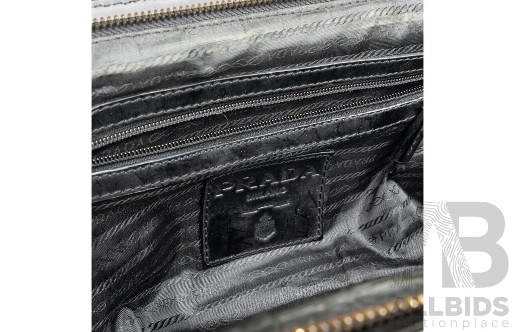 Prada Black Vitello Shine Bonnie Shoulder Bag - Vintage