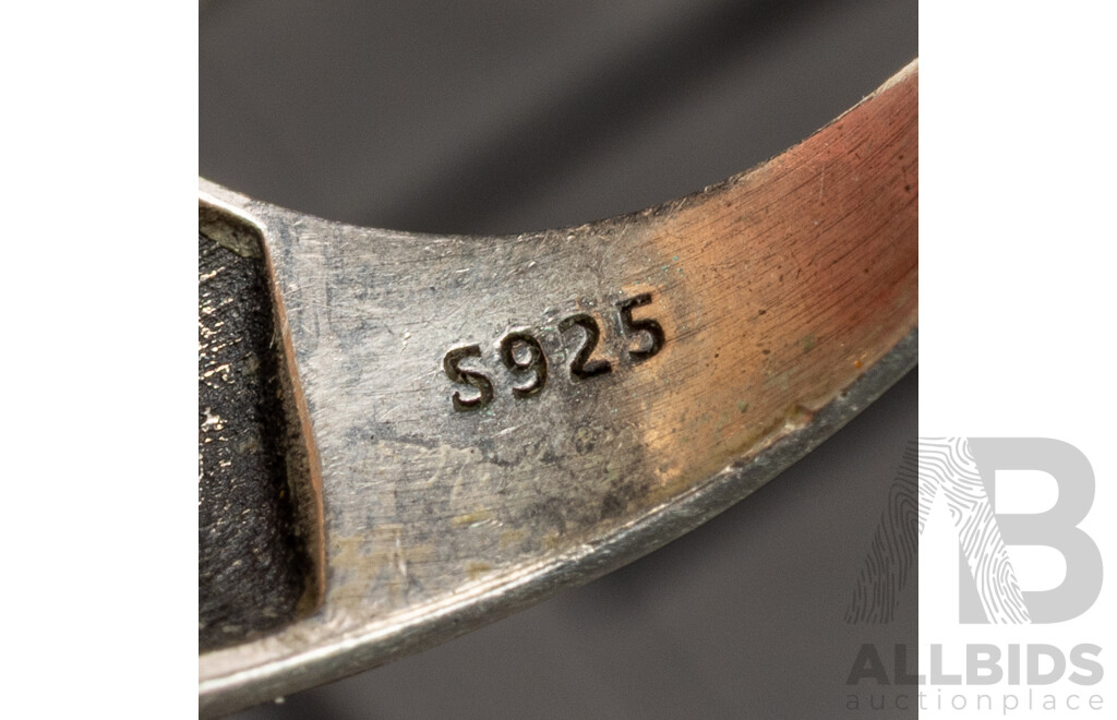 Sterling Silver Cuff Bangle, Drop Spiral Cone Earrings & Signet Ring with Prayer Hands, 24.97 Grams