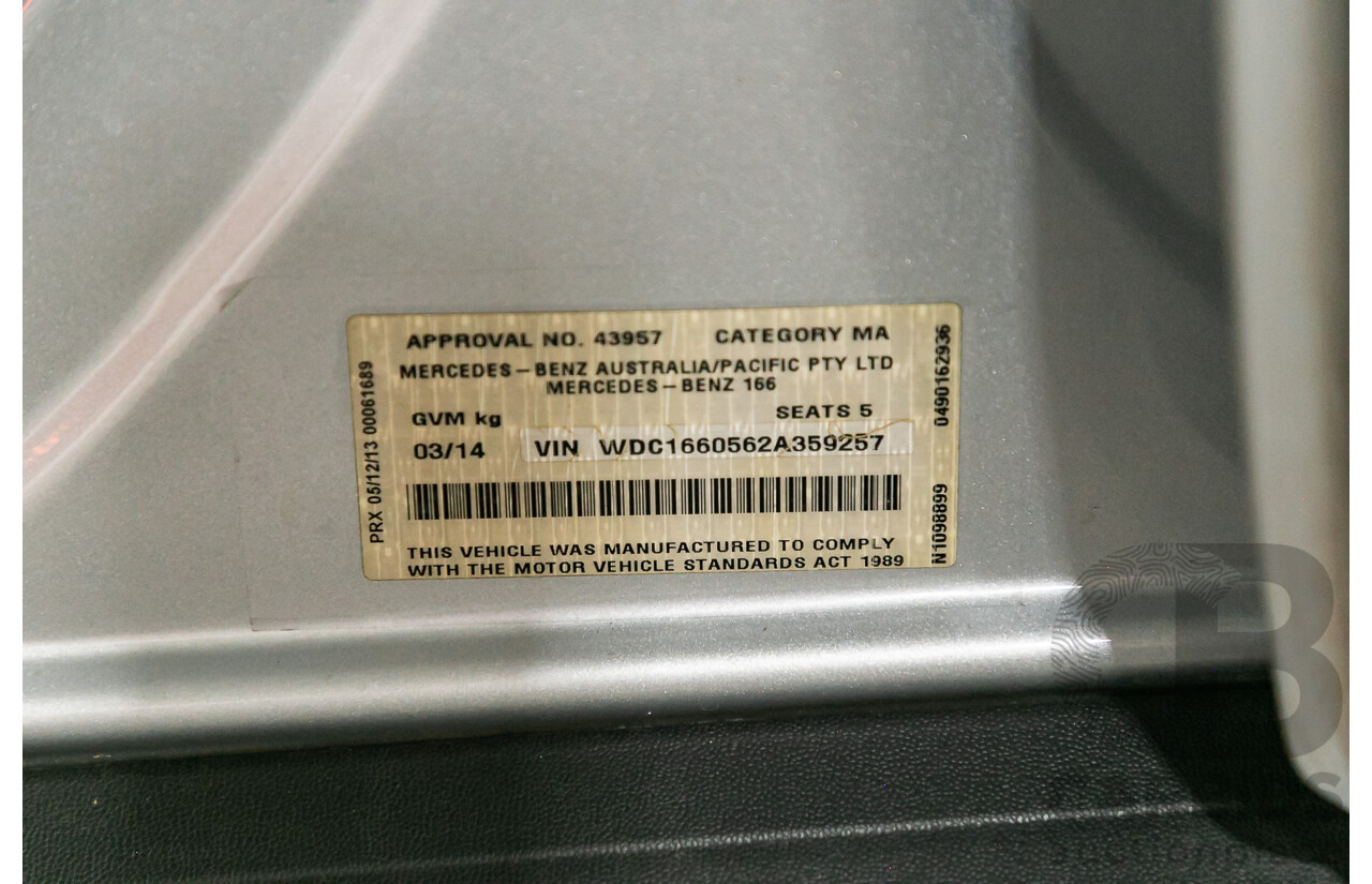 3/2014 Mercedes Benz ML 400 (4x4) AMG Sports Pack 166 MY14 4d Wagon Iridium Silver Metallic Twin Turbo V6 3.0L