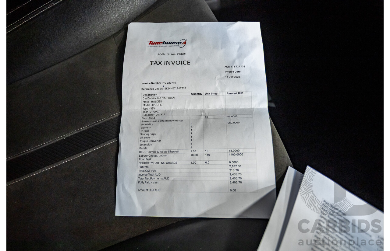 1/2007 Holden Commodore SS VE 4D Sedan Heron White 6.0L - V8