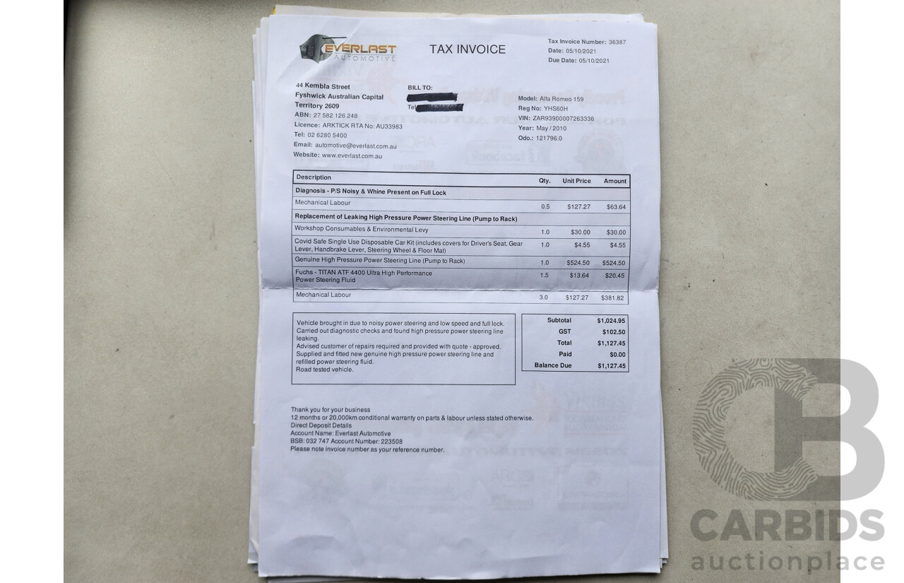 5/2010 Alfa Romeo 159 2.2 JTS MY09 4d Sedan Black 2.2L