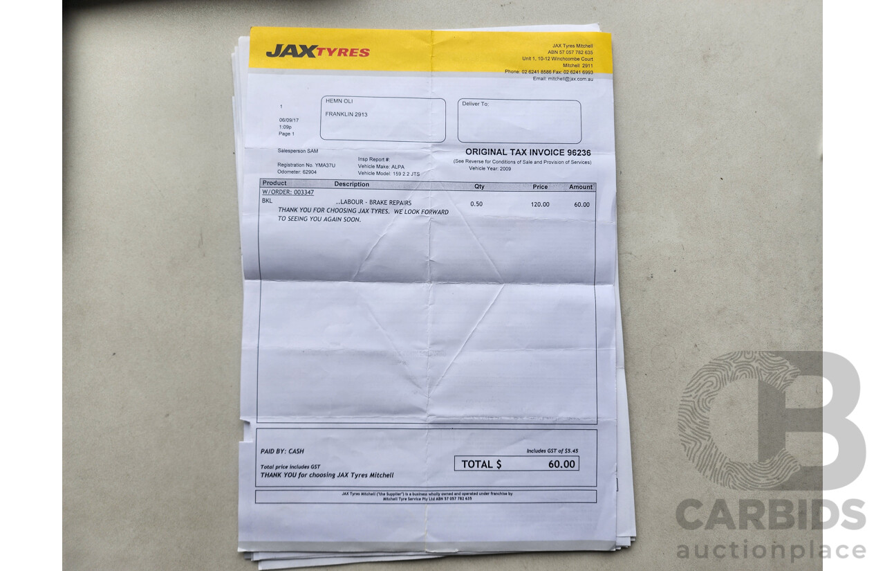 5/2010 Alfa Romeo 159 2.2 JTS MY09 4d Sedan Black 2.2L