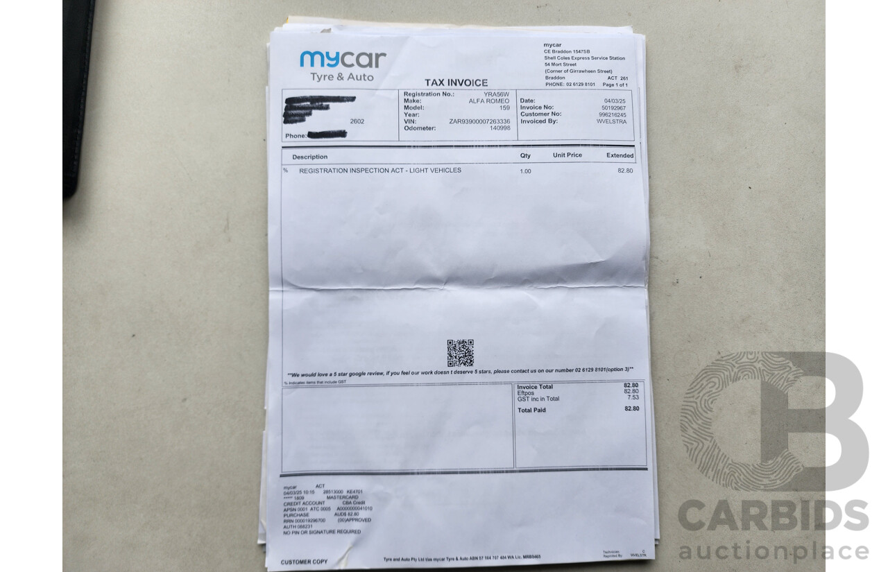 5/2010 Alfa Romeo 159 2.2 JTS MY09 4d Sedan Black 2.2L