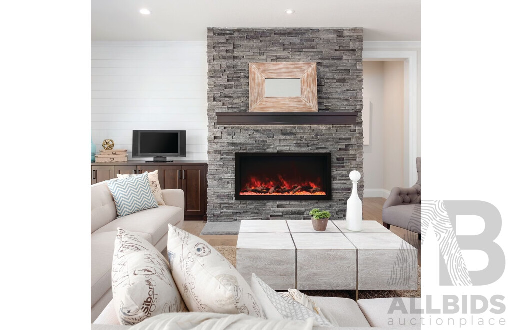 Remii 45 Inch Extra Tall Indoor Built-In Electric Fireplace with Black Steel Surround (102745-XT)
