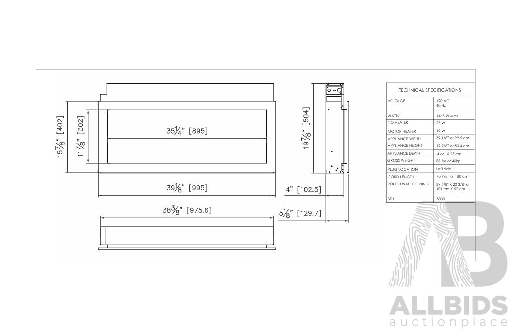 BI Extra Slim Indoor or Outdoor Built-In Electric Fireplace with Black Steel Surround (BI-40-XTRASLIM) - ORP $2,639