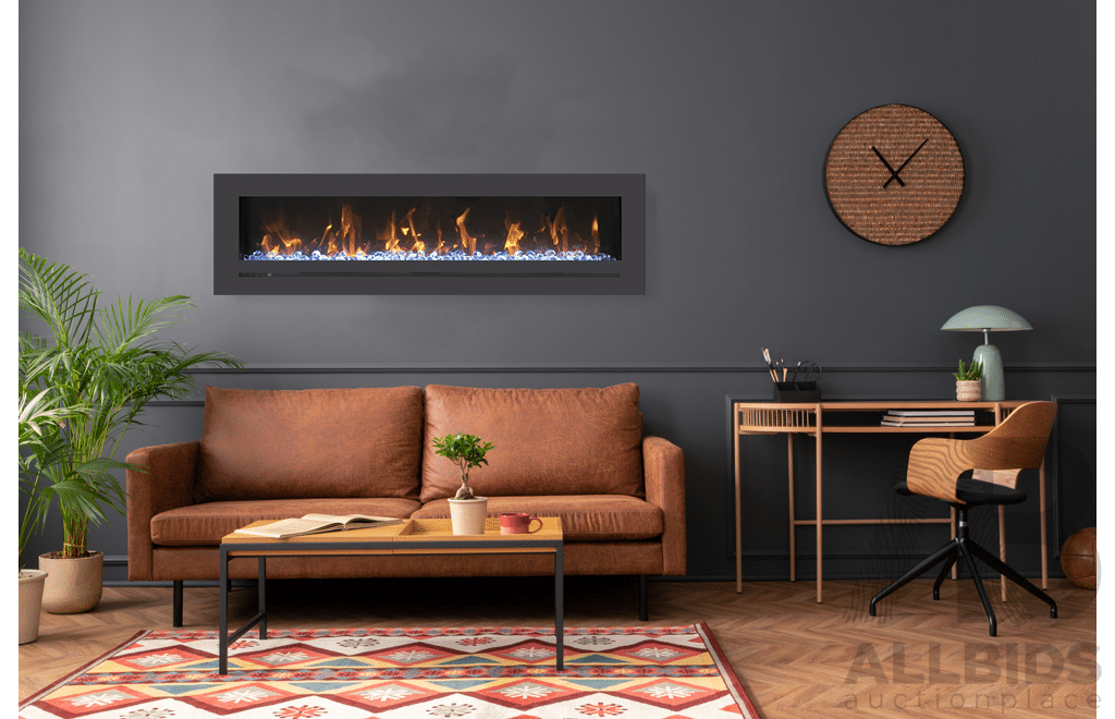 48'' Wall Mount/Flush Mount Electric Fireplace with Steel Surround - WM-FML-48-5523 - ORP $1,999