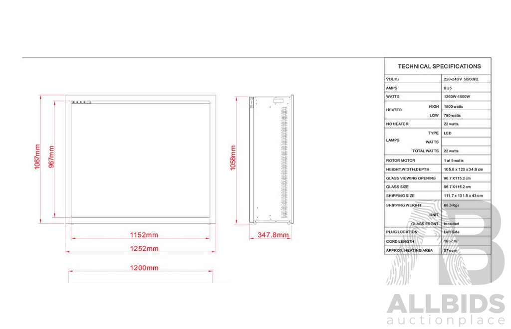 48'' Wall Mount/Flush Mount Electric Fireplace with Steel Surround - WM-FML-48-5523 - ORP $1,999