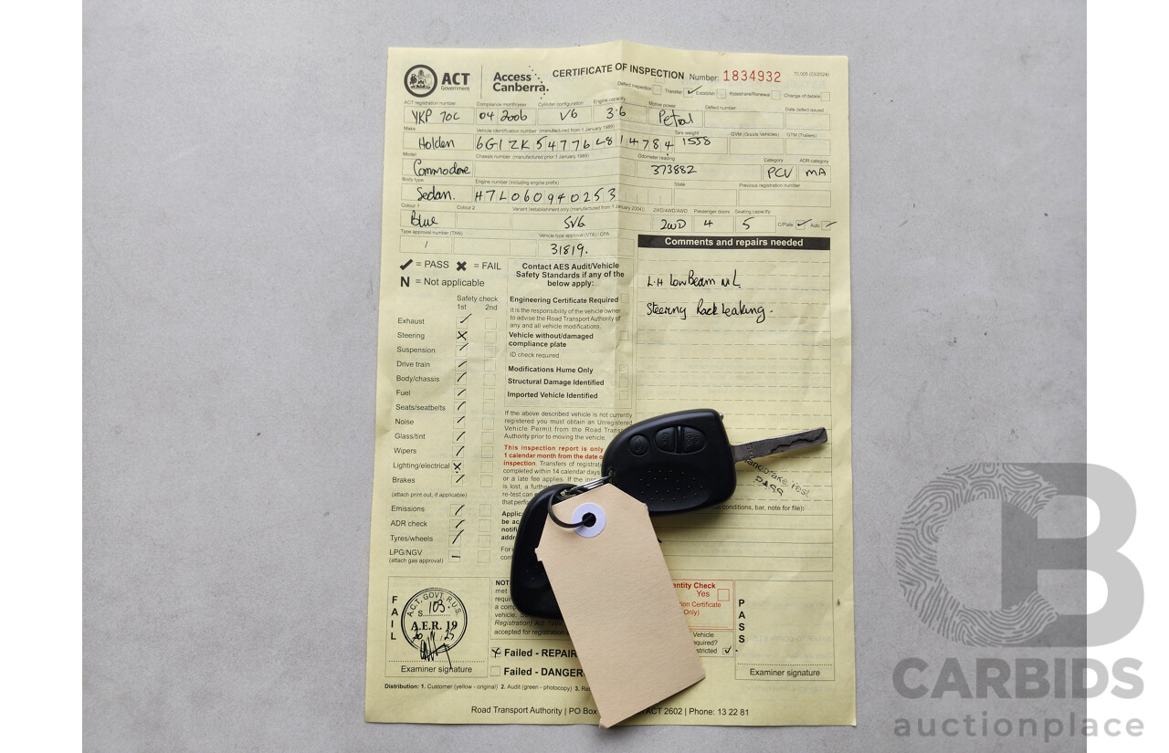 4/2006 Holden Commodore SV6 VZ MY06 4d Sedan Blue 3.6L