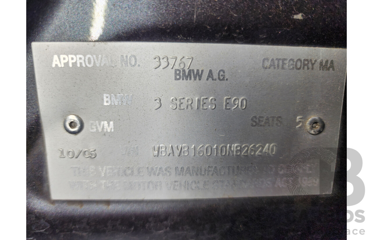 10/2005 Bmw 3 25i E90 4d Sedan Grey 2.5L