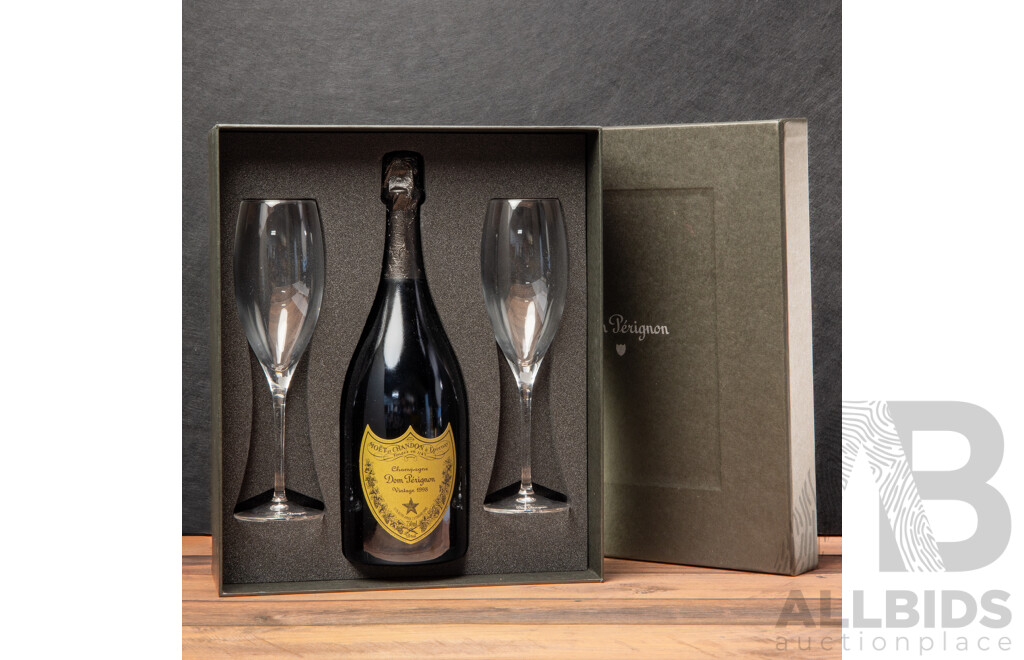 Dom Perignon Gift Pack Comprising of Single Bottle and Two Marked Flutes