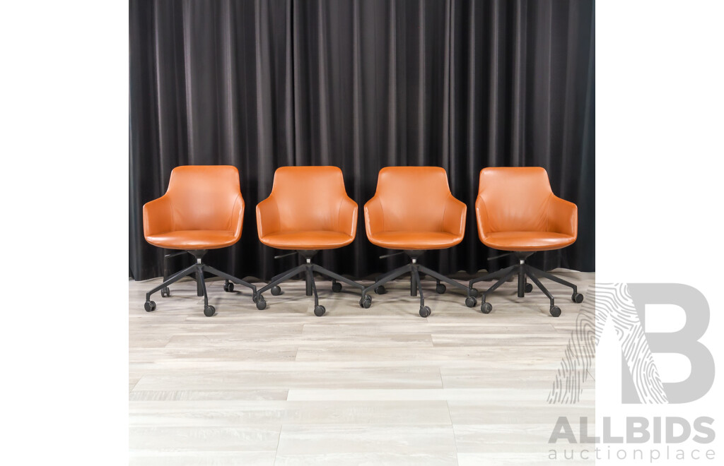 Set of Four Leather Upholstered Saba Chairs by Designcraft