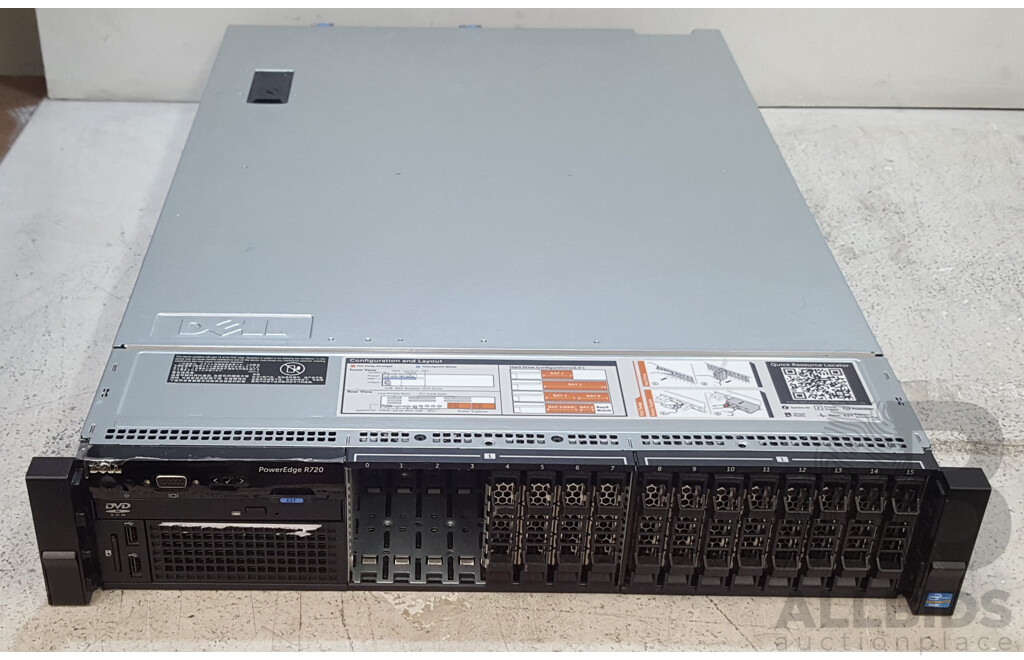Dell PowerEdge R720 Dual Intel Xeon (E5-2630 0) 2.30GHz-2.80GHz 6-Core CPU 2RU Server w/ 64GB DDR3