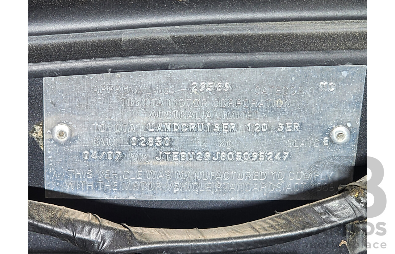 4/2007 Toyota Landcruiser Prado GXL (4x4) GRJ120R MY07 4d Wagon Grey 4.0L