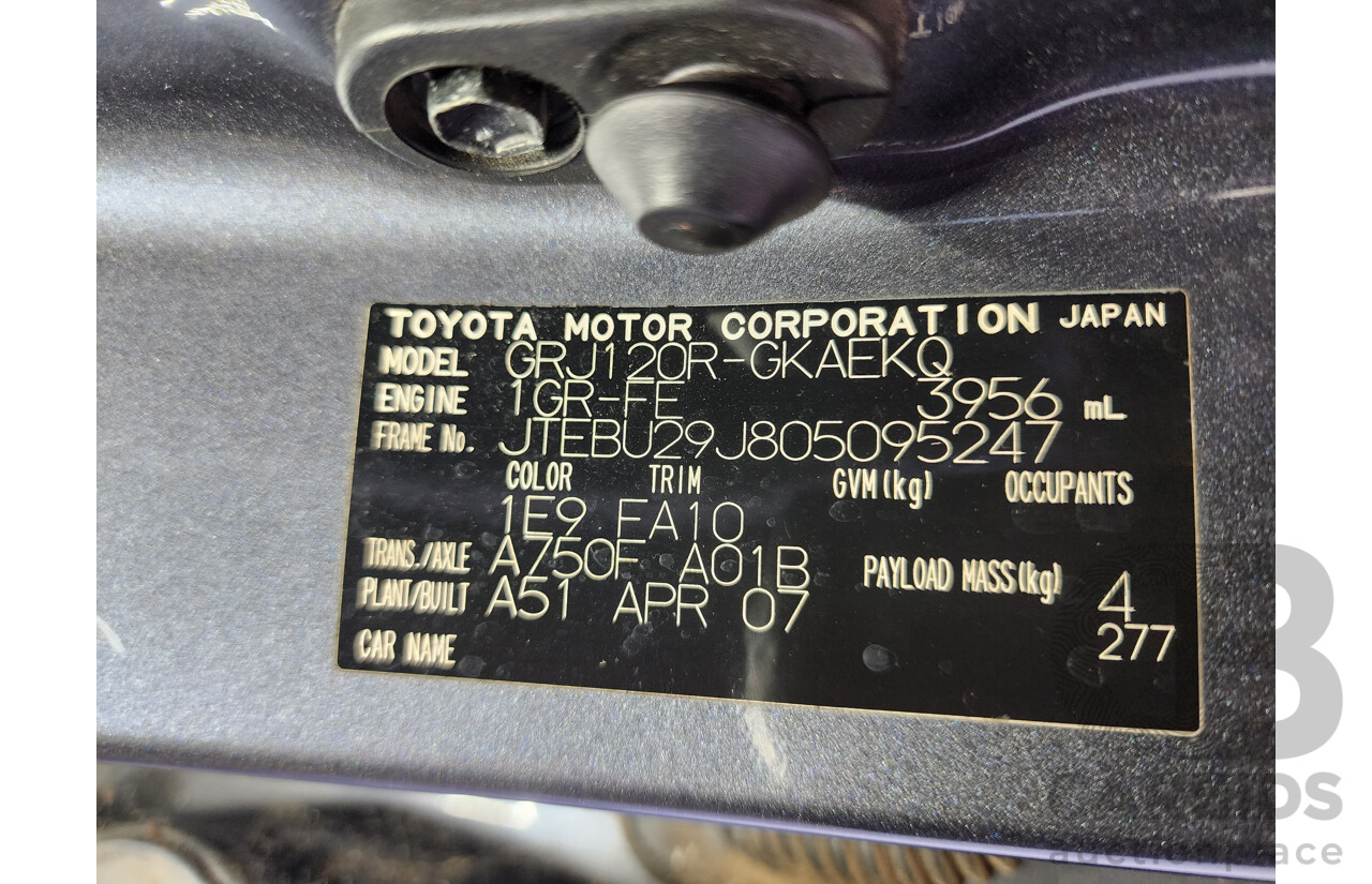 4/2007 Toyota Landcruiser Prado GXL (4x4) GRJ120R MY07 4d Wagon Grey 4.0L