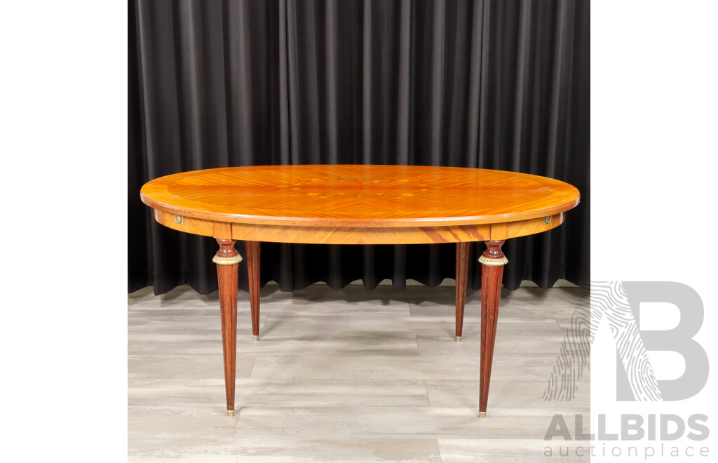 Regency Style Oval Dining Table with Inlaid Top