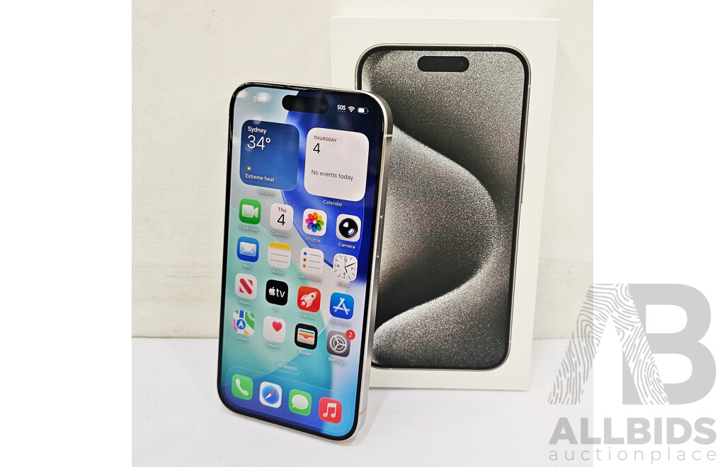 Apple (A3102) 6.1-Inch LTE 128GB IPhone 15 Pro (White Titanium)