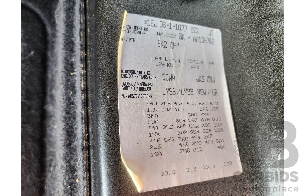 5/2010 Audi A4 3.0 TDI Quattro B8 (8K) MY11 4d Sedan Black 3.0L