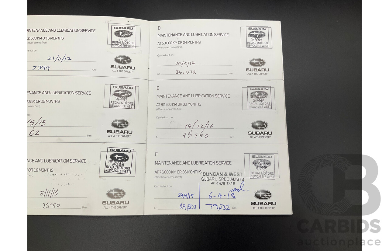 5/2012 Subaru Outback 2.5i MY12 4d Wagon Dark Grey Metallic 2.5L