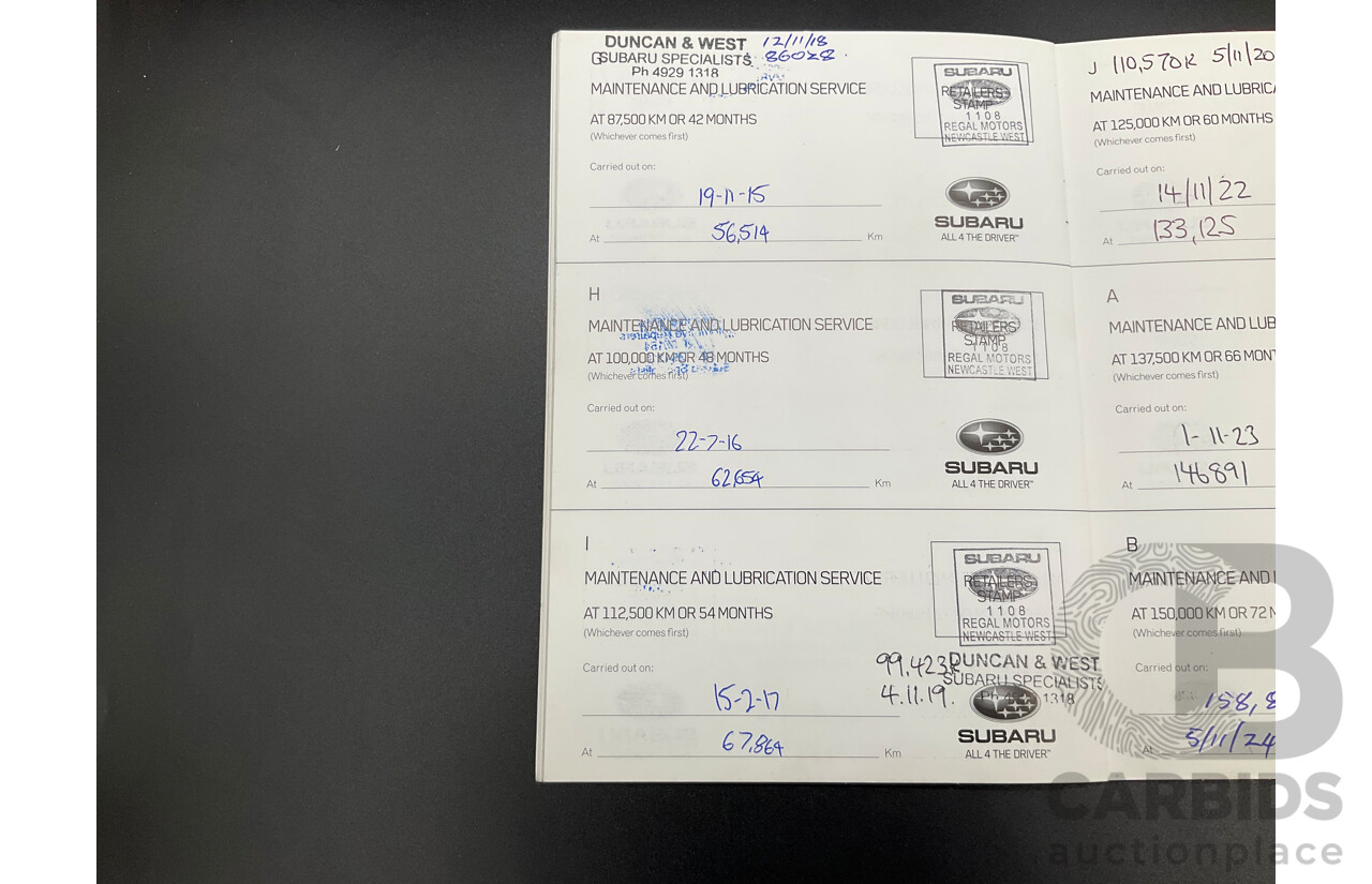 5/2012 Subaru Outback 2.5i MY12 4d Wagon Dark Grey Metallic 2.5L